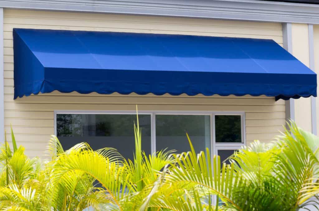 Custom Patio Window Metal Awning Blue