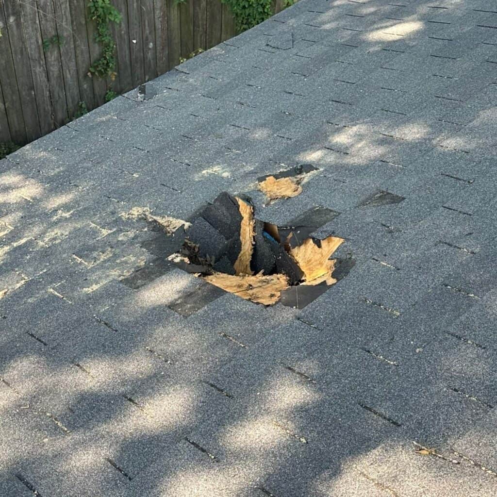 Storm Damage Roof Repair Fallen Tree